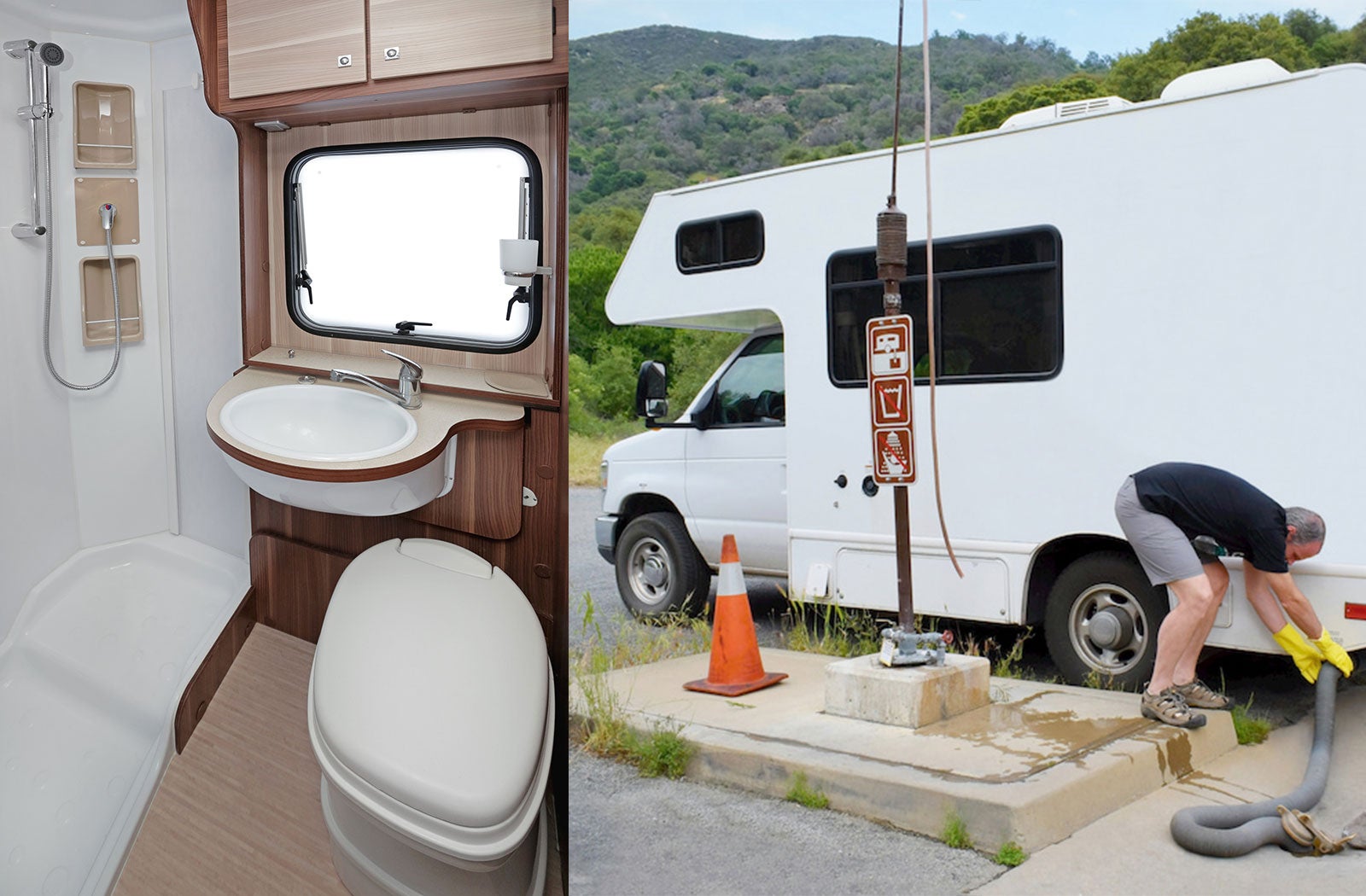 Portable RV/camper toilet and holding tank setup in Claremore, Oklahoma
