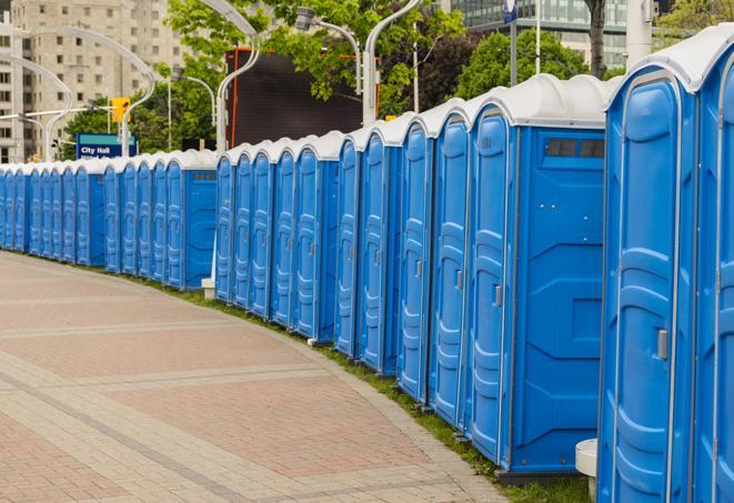 Seasonal porta potty units set up at a Claremore, Oklahoma venue